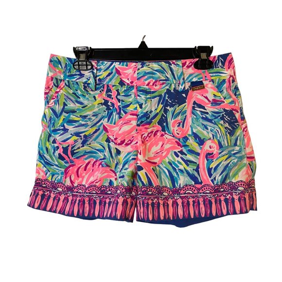 New Lilly Pulitzer Flamenco beach Flamingo Callan Short Flat Front 5" Sz 2 - Picture 8 of 12